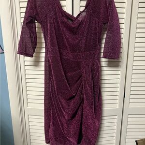 NWOT Elegant Purple glitter sheer Women's Dress Large
